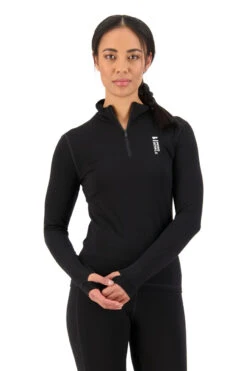 Mons Royale Cascade Merino Flex 200 1/4 ZIP (Black)